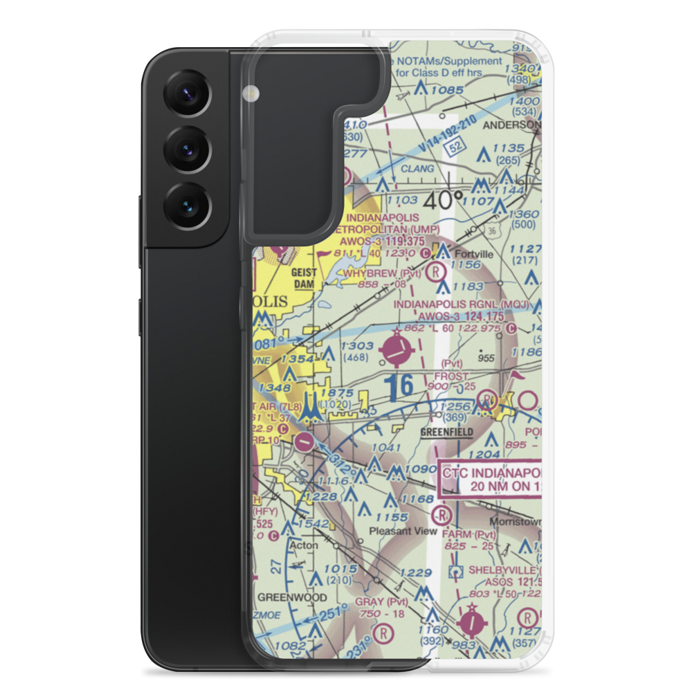 Indianapolis Regional Airport (MQJ) VFR Sectional Samsung Case Samsung Galaxy S22 Plus model shown