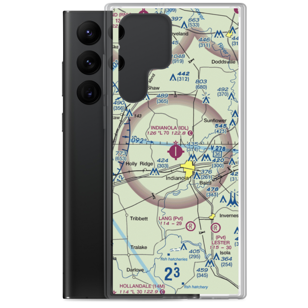 Indianola Municipal Airport (IDL) VFR Sectional Samsung Case Samsung Galaxy S22 Ultra model shown
