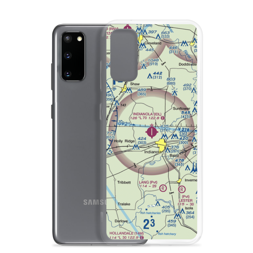 Indianola Municipal Airport (IDL) VFR Sectional Samsung Case Samsung Galaxy S20 model shown