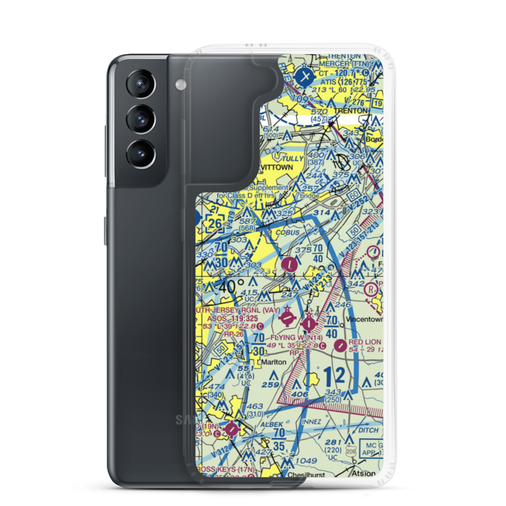 Inductotherm Airport (3NJ6) VFR Sectional Samsung Case Samsung Galaxy S21 model shown