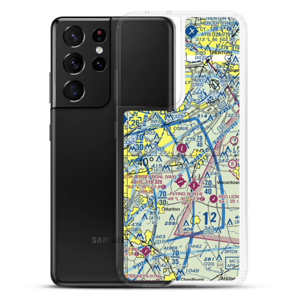Inductotherm Airport (3NJ6) VFR Sectional Samsung Case Samsung Galaxy S21 Ultra model shown