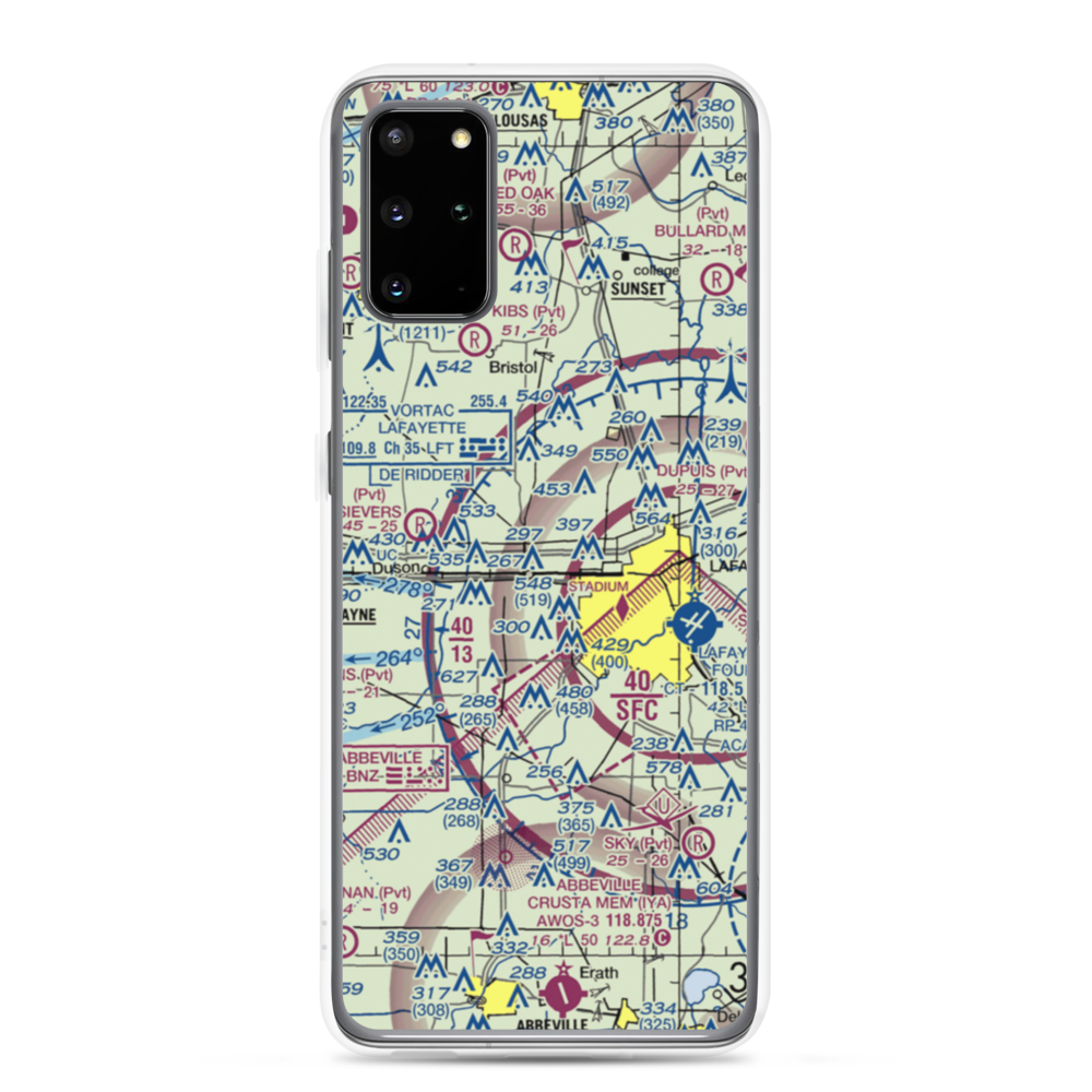 Industrial Helicopters Inc. Airport (10LA) VFR Sectional Samsung Case Samsung Galaxy S20 Plus model shown