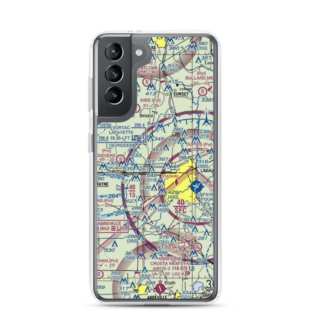 Industrial Helicopters Inc. Airport (10LA) VFR Sectional Samsung Case Samsung Galaxy S21 model shown