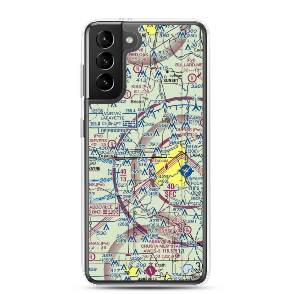 Industrial Helicopters Inc. Airport (10LA) VFR Sectional Samsung Case Samsung Galaxy S21 Plus model shown