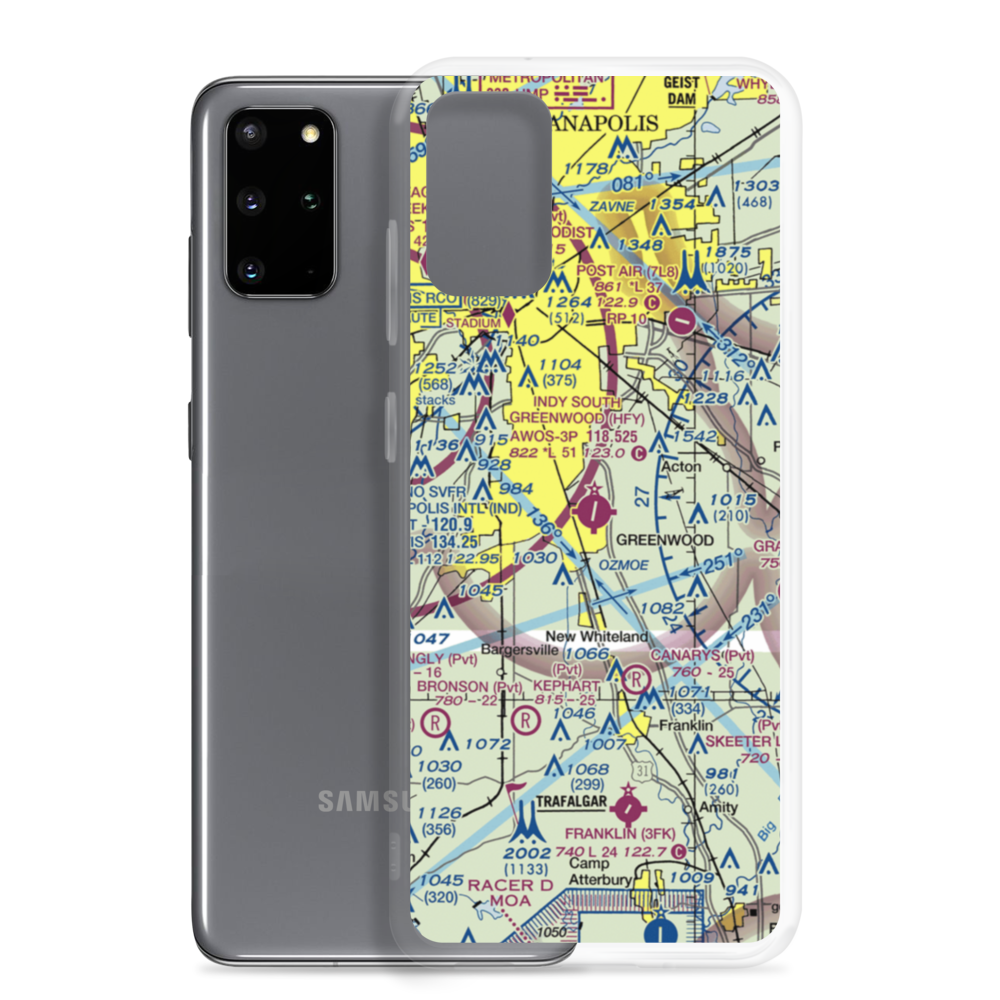Indy South Greenwood Airport (HFY) VFR Sectional Samsung Case Samsung Galaxy S20 Plus model shown