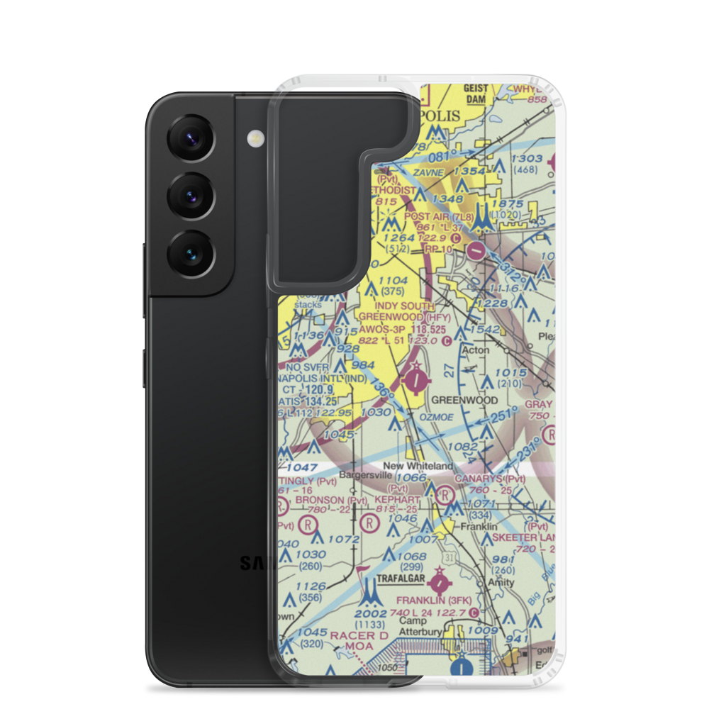 Indy South Greenwood Airport (HFY) VFR Sectional Samsung Case Samsung Galaxy S22 model shown