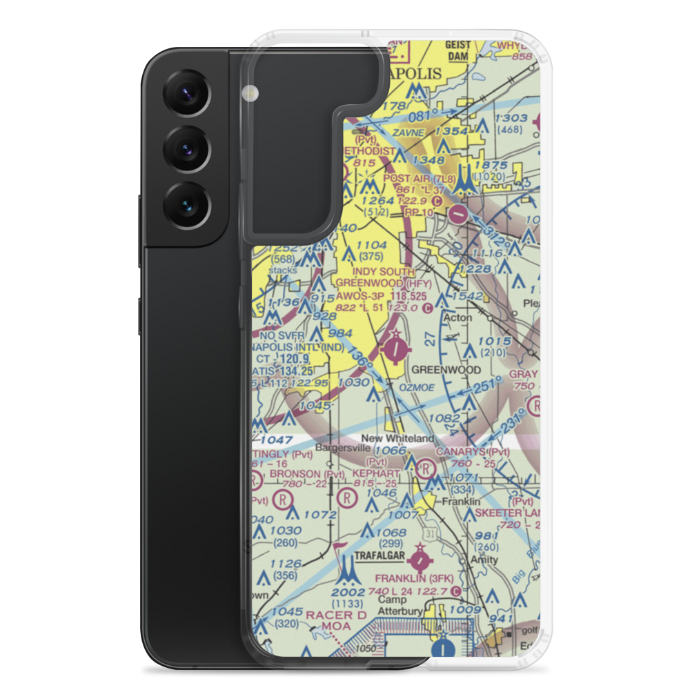 Indy South Greenwood Airport (HFY) VFR Sectional Samsung Case Samsung Galaxy S22 Plus model shown
