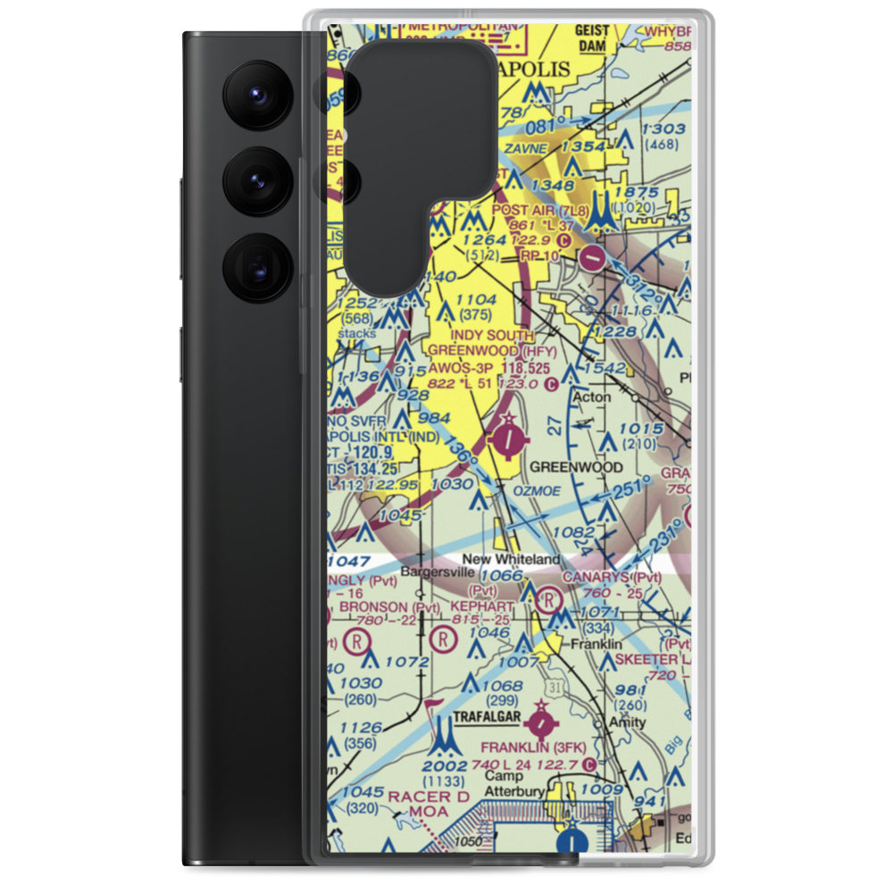 Indy South Greenwood Airport (HFY) VFR Sectional Samsung Case Samsung Galaxy S22 Ultra model shown