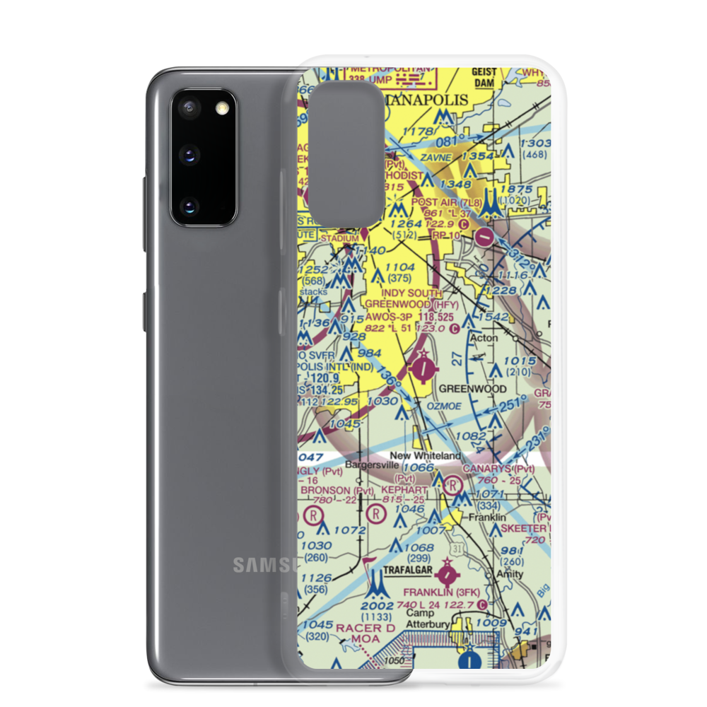 Indy South Greenwood Airport (HFY) VFR Sectional Samsung Case Samsung Galaxy S20 model shown