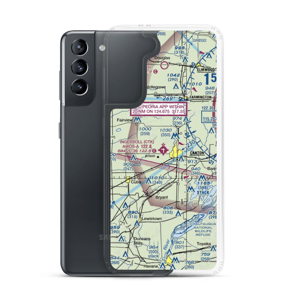 Ingersoll Airport (CTK) VFR Sectional Samsung Case Samsung Galaxy S21 model shown