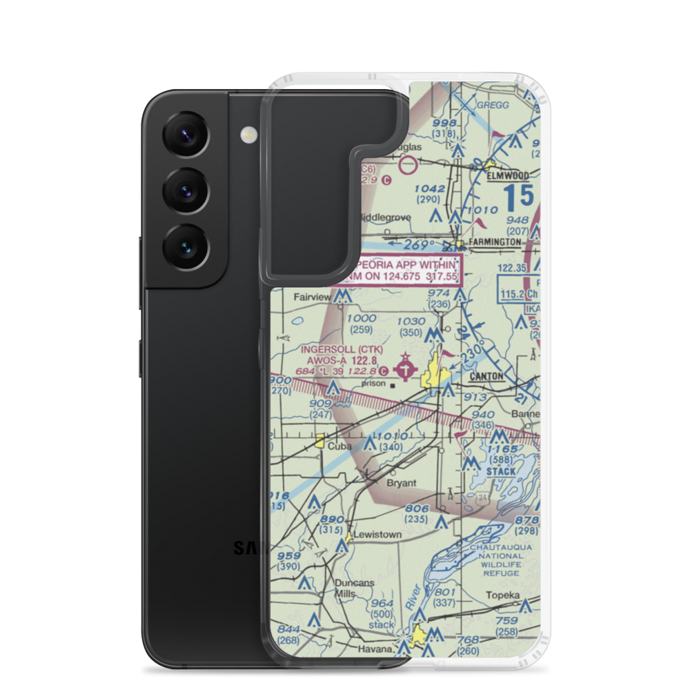 Ingersoll Airport (CTK) VFR Sectional Samsung Case Samsung Galaxy S22 model shown
