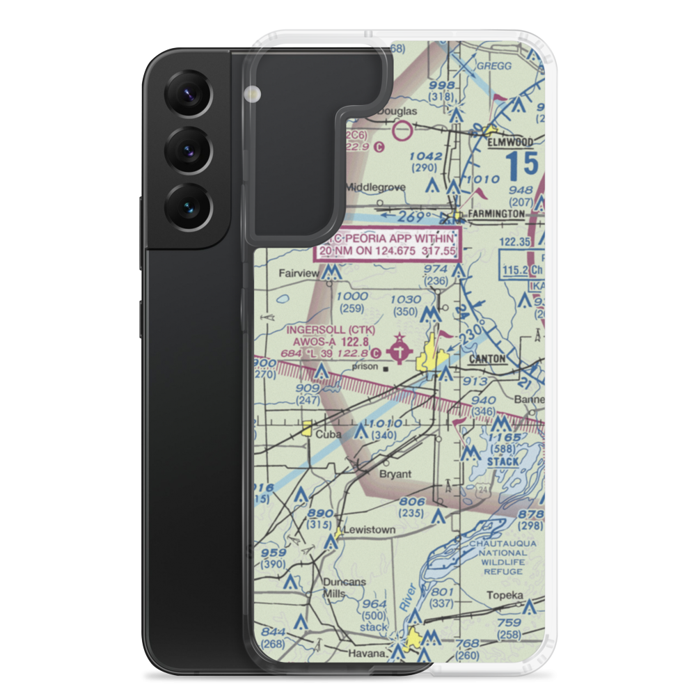 Ingersoll Airport (CTK) VFR Sectional Samsung Case Samsung Galaxy S22 Plus model shown