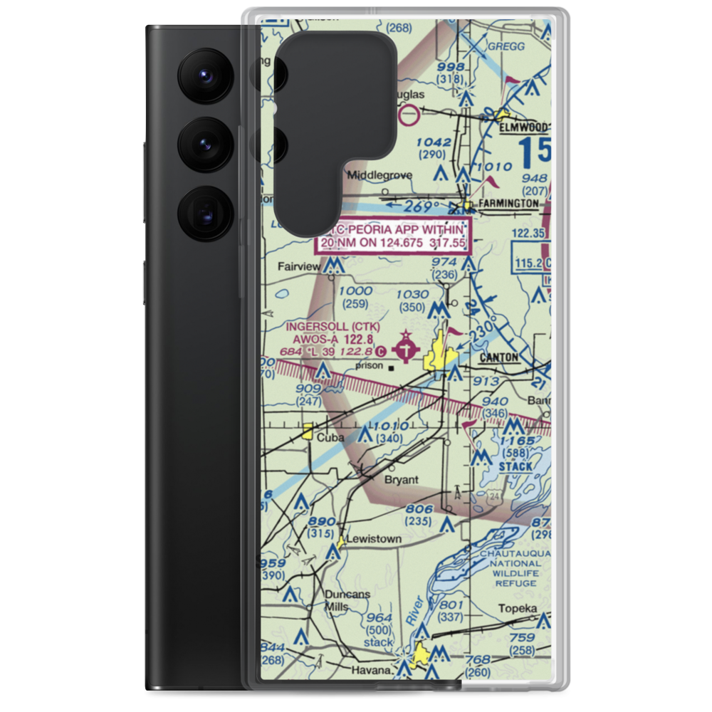 Ingersoll Airport (CTK) VFR Sectional Samsung Case Samsung Galaxy S22 Ultra model shown