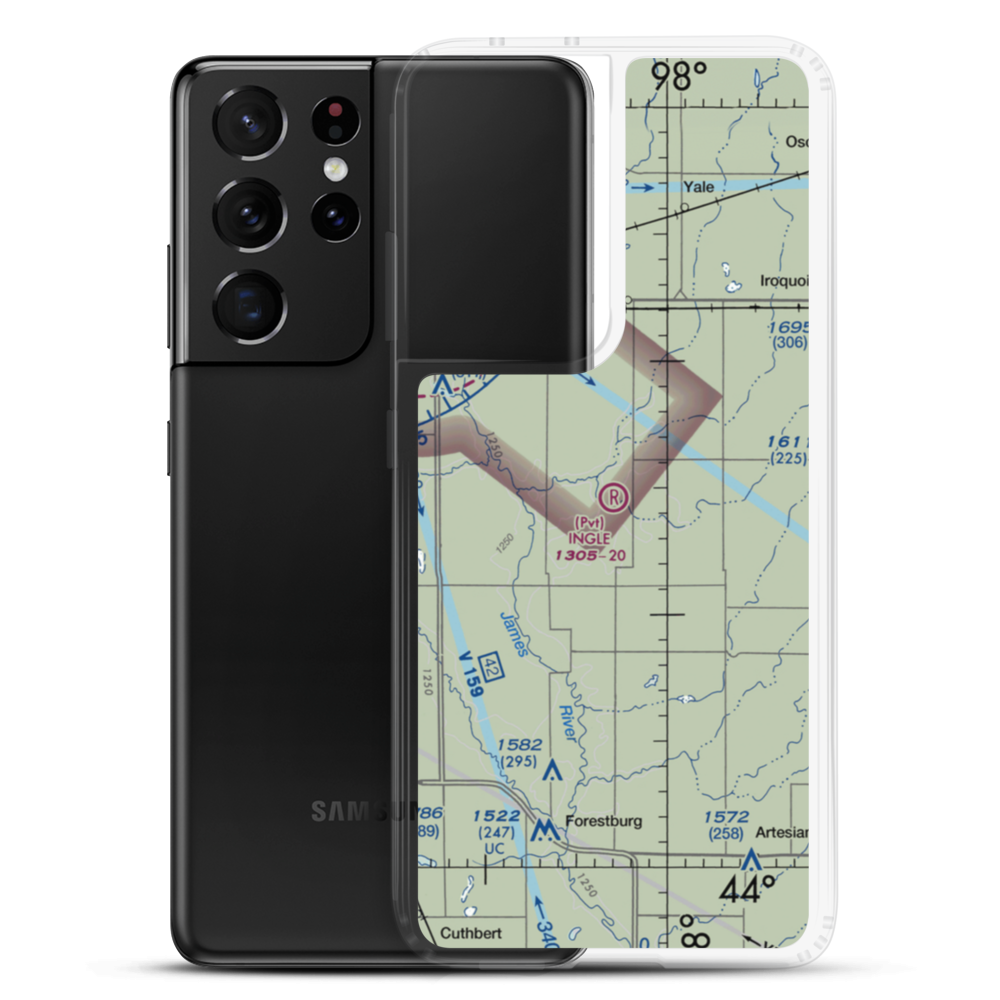 Ingle Airport (SD43) VFR Sectional Samsung Case Samsung Galaxy S21 Ultra model shown