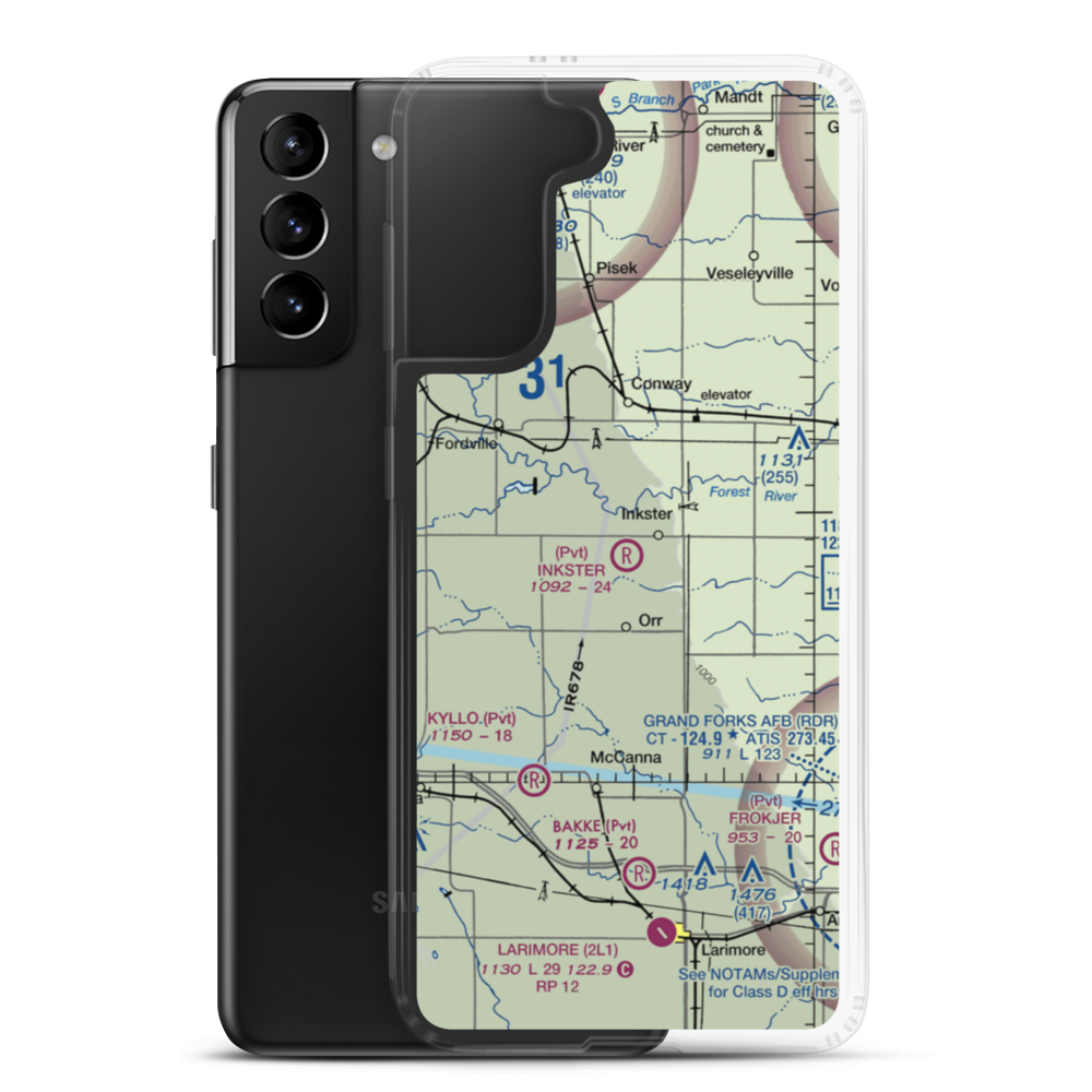 Inkster Airport (ND24) VFR Sectional Samsung Case Samsung Galaxy S21 Plus model shown