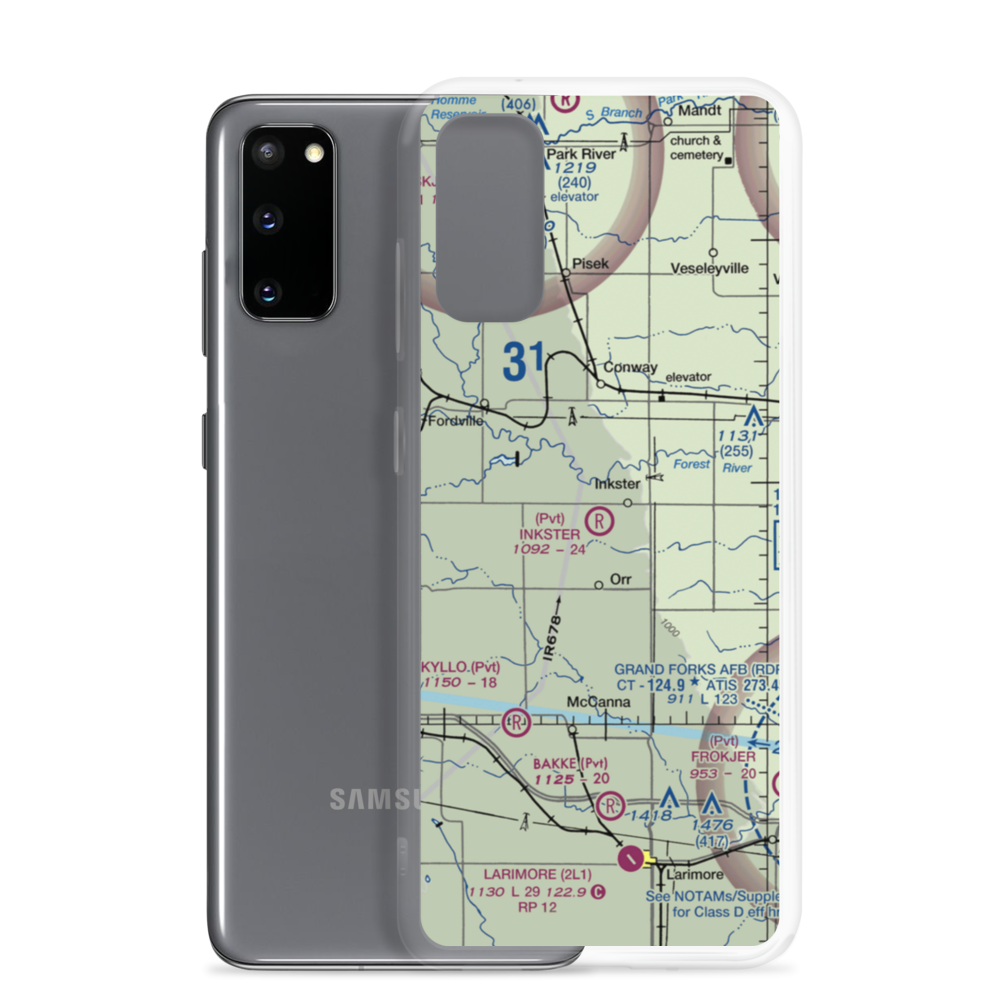 Inkster Airport (ND24) VFR Sectional Samsung Case Samsung Galaxy S20 model shown