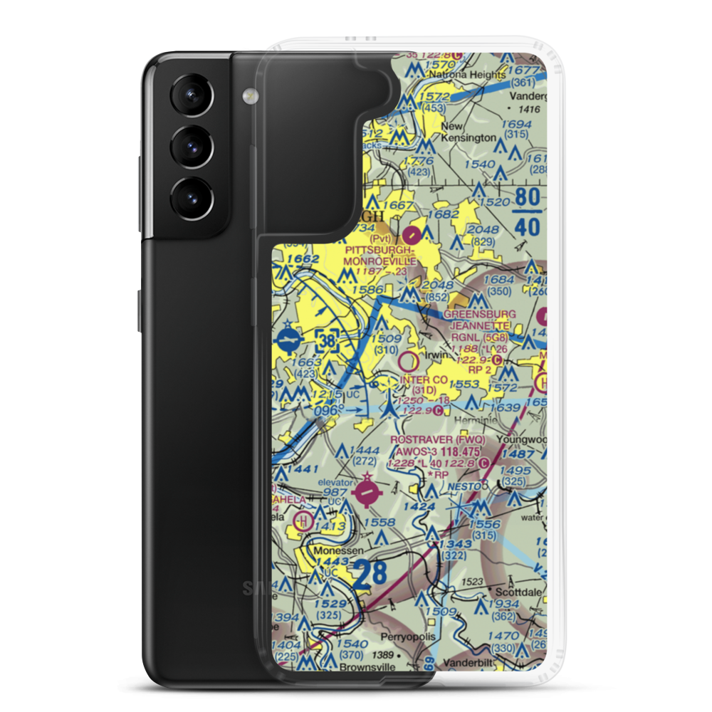 Inter County Airport (31D) VFR Sectional Samsung Case Samsung Galaxy S21 Plus model shown