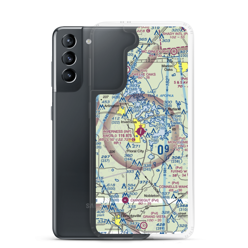 Inverness Airport (INF) VFR Sectional Samsung Case Samsung Galaxy S21 model shown