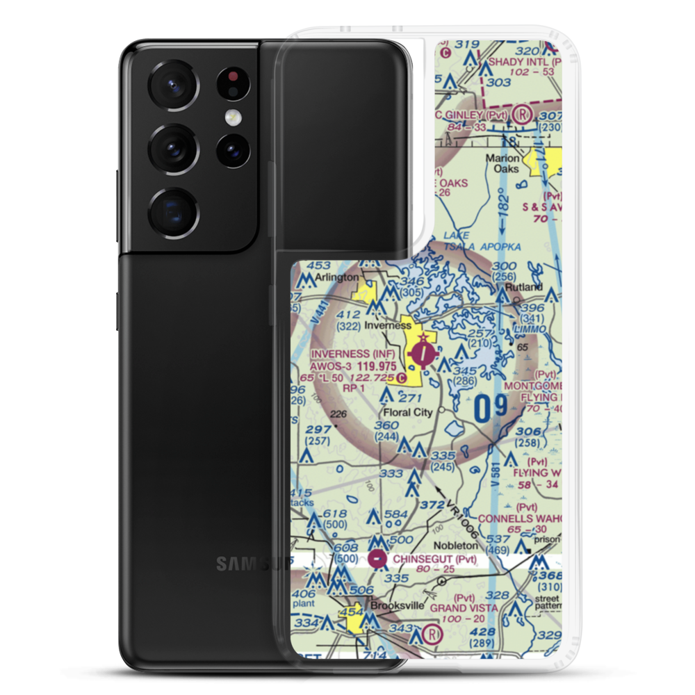 Inverness Airport (INF) VFR Sectional Samsung Case Samsung Galaxy S21 Ultra model shown