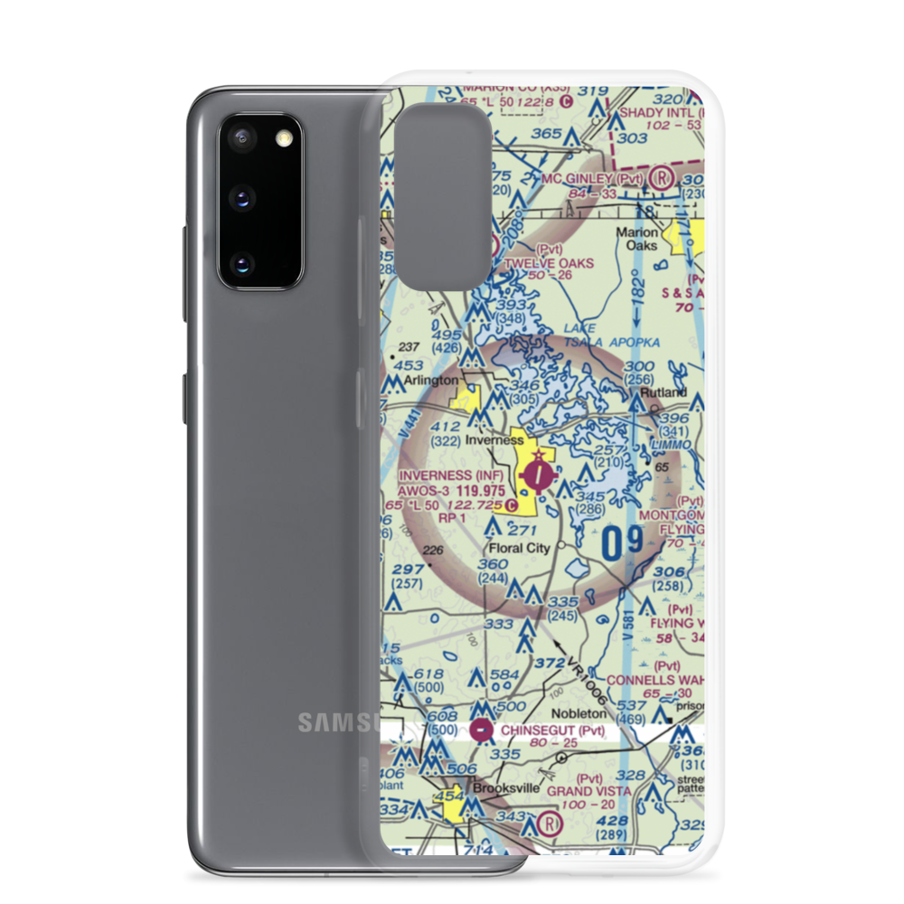 Inverness Airport (INF) VFR Sectional Samsung Case Samsung Galaxy S20 model shown