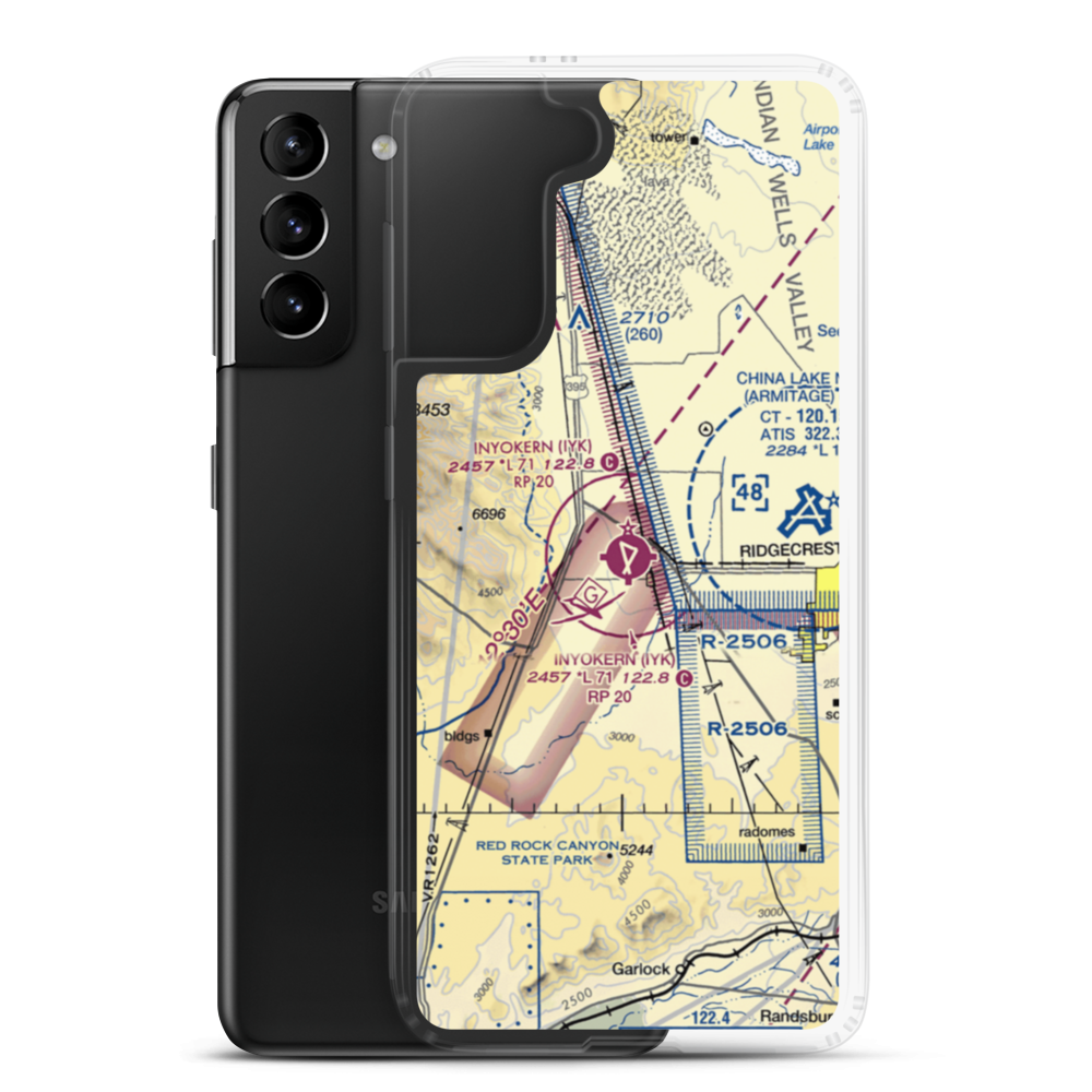 Inyokern Airport (IYK) VFR Sectional Samsung Case Samsung Galaxy S21 Plus model shown
