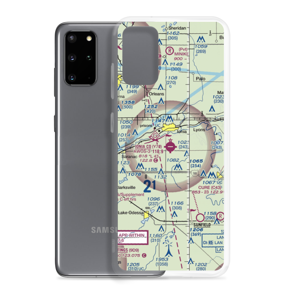 Ionia County Airport (Y70) VFR Sectional Samsung Case Samsung Galaxy S20 Plus model shown