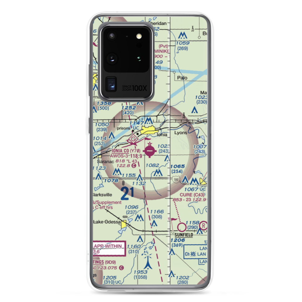 Ionia County Airport (Y70) VFR Sectional Samsung Case Samsung Galaxy S20 Ultra model shown