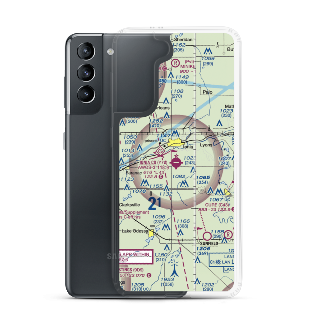 Ionia County Airport (Y70) VFR Sectional Samsung Case Samsung Galaxy S21 model shown