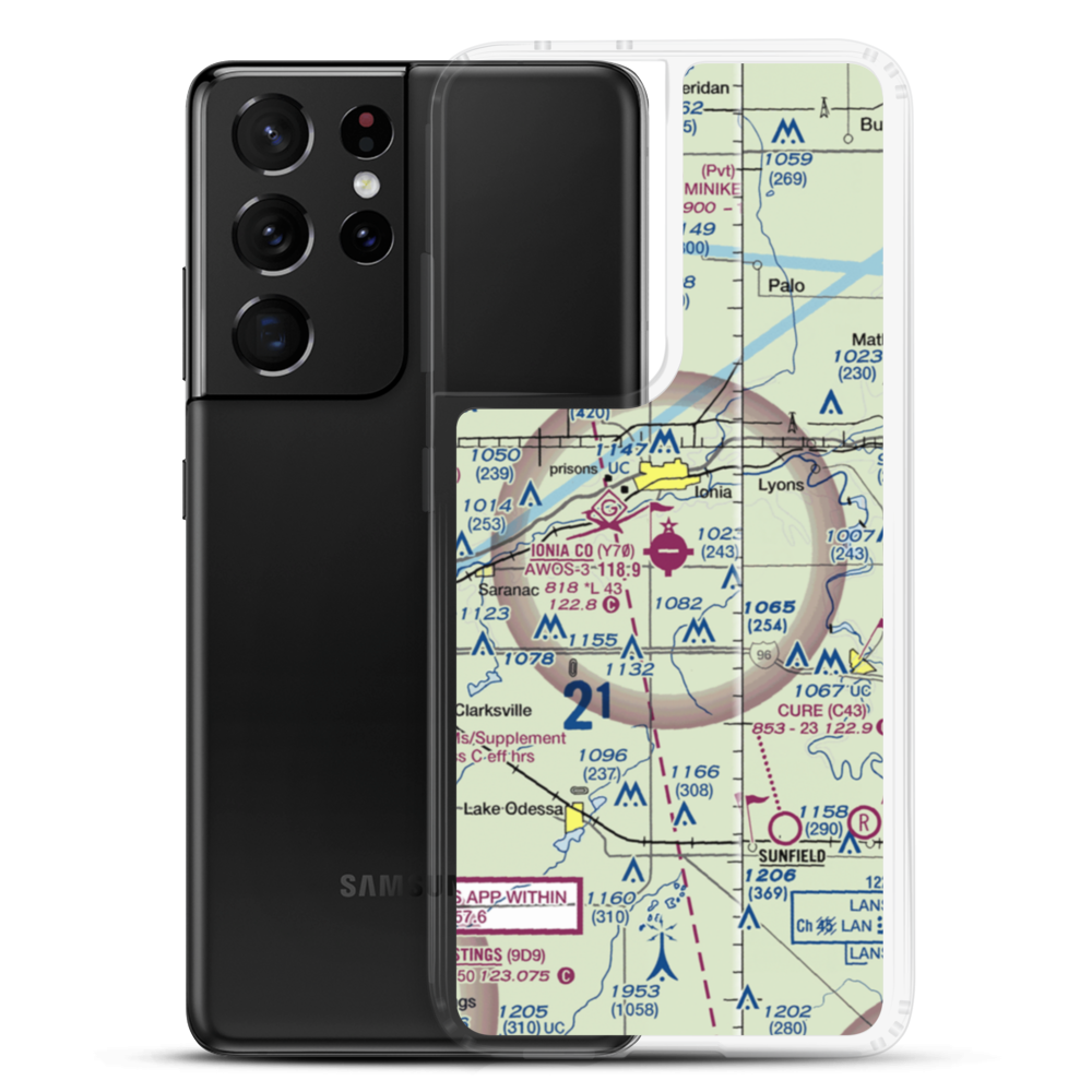 Ionia County Airport (Y70) VFR Sectional Samsung Case Samsung Galaxy S21 Ultra model shown
