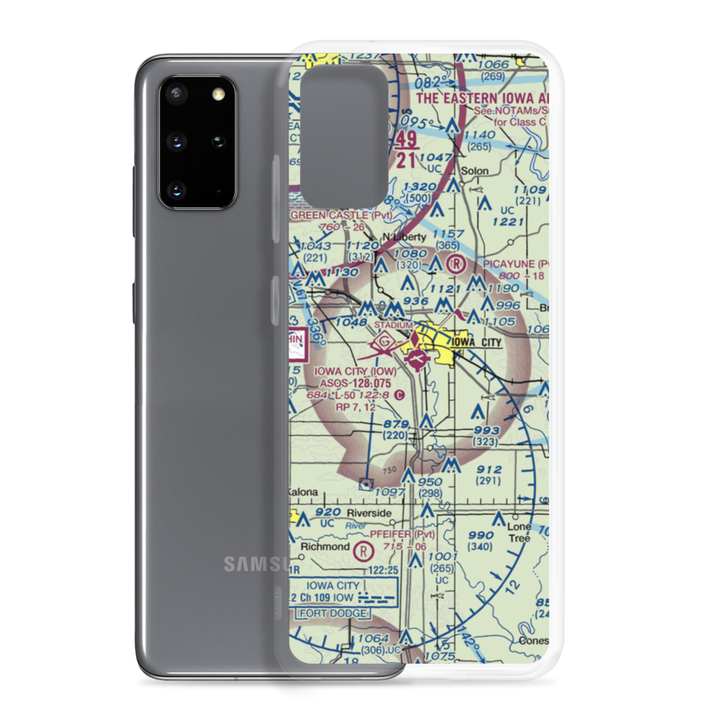 Iowa City Municipal Airport (IOW) VFR Sectional Samsung Case Samsung Galaxy S20 Plus model shown
