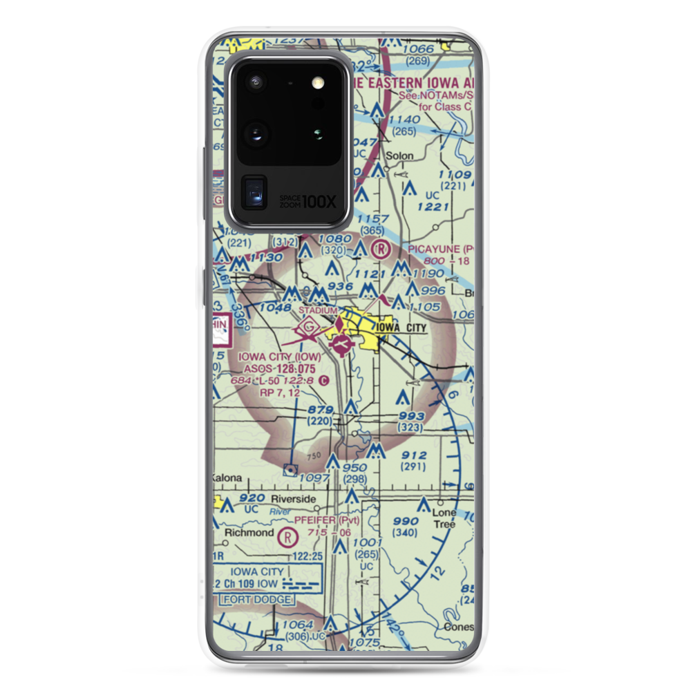 Iowa City Municipal Airport (IOW) VFR Sectional Samsung Case Samsung Galaxy S20 Ultra model shown