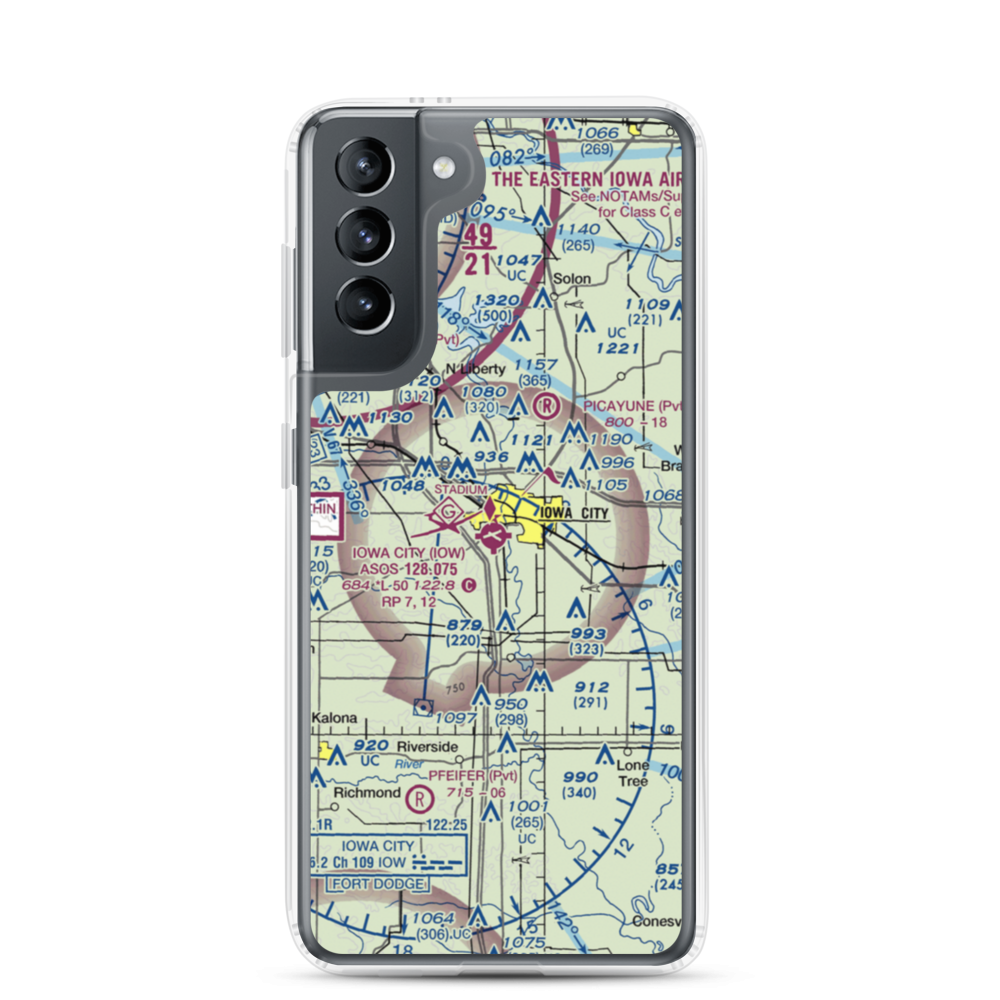 Iowa City Municipal Airport (IOW) VFR Sectional Samsung Case Samsung Galaxy S21 model shown