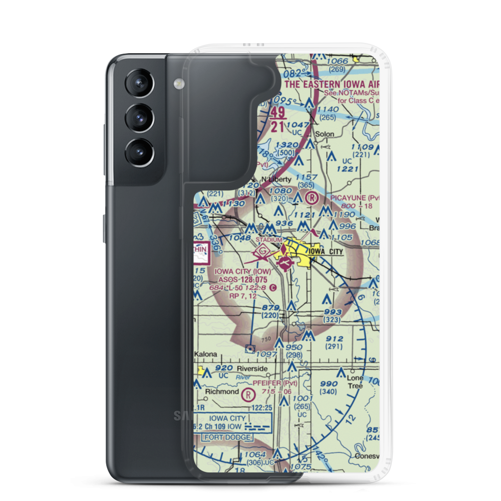 Iowa City Municipal Airport (IOW) VFR Sectional Samsung Case Samsung Galaxy S21 model shown