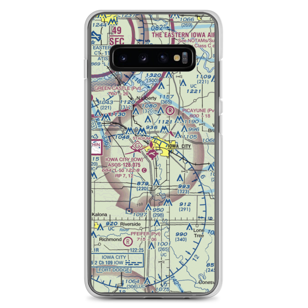 Iowa City Municipal Airport (IOW) VFR Sectional Samsung Case Samsung Galaxy S10+ model shown