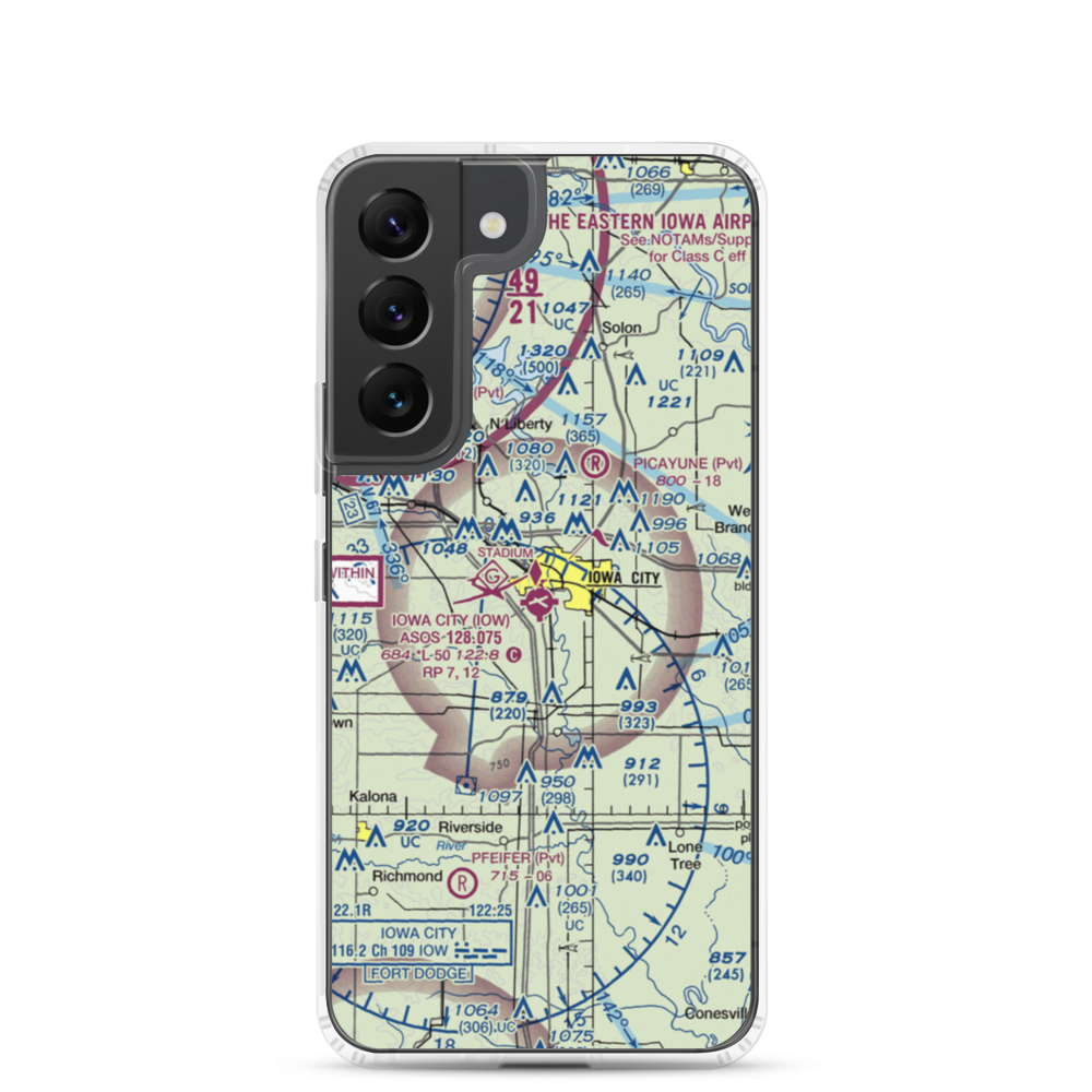 Iowa City Municipal Airport (IOW) VFR Sectional Samsung Case Samsung Galaxy S22 model shown