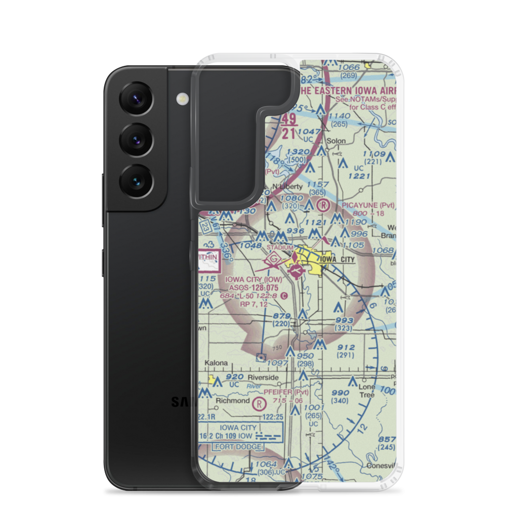 Iowa City Municipal Airport (IOW) VFR Sectional Samsung Case Samsung Galaxy S22 model shown