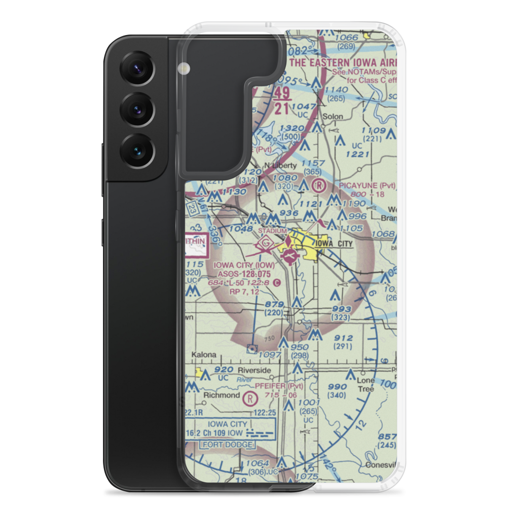 Iowa City Municipal Airport (IOW) VFR Sectional Samsung Case Samsung Galaxy S22 Plus model shown
