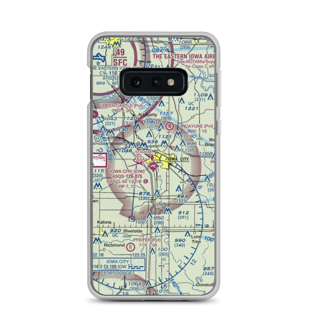 Iowa City Municipal Airport (IOW) VFR Sectional Samsung Case Samsung Galaxy S10e model shown