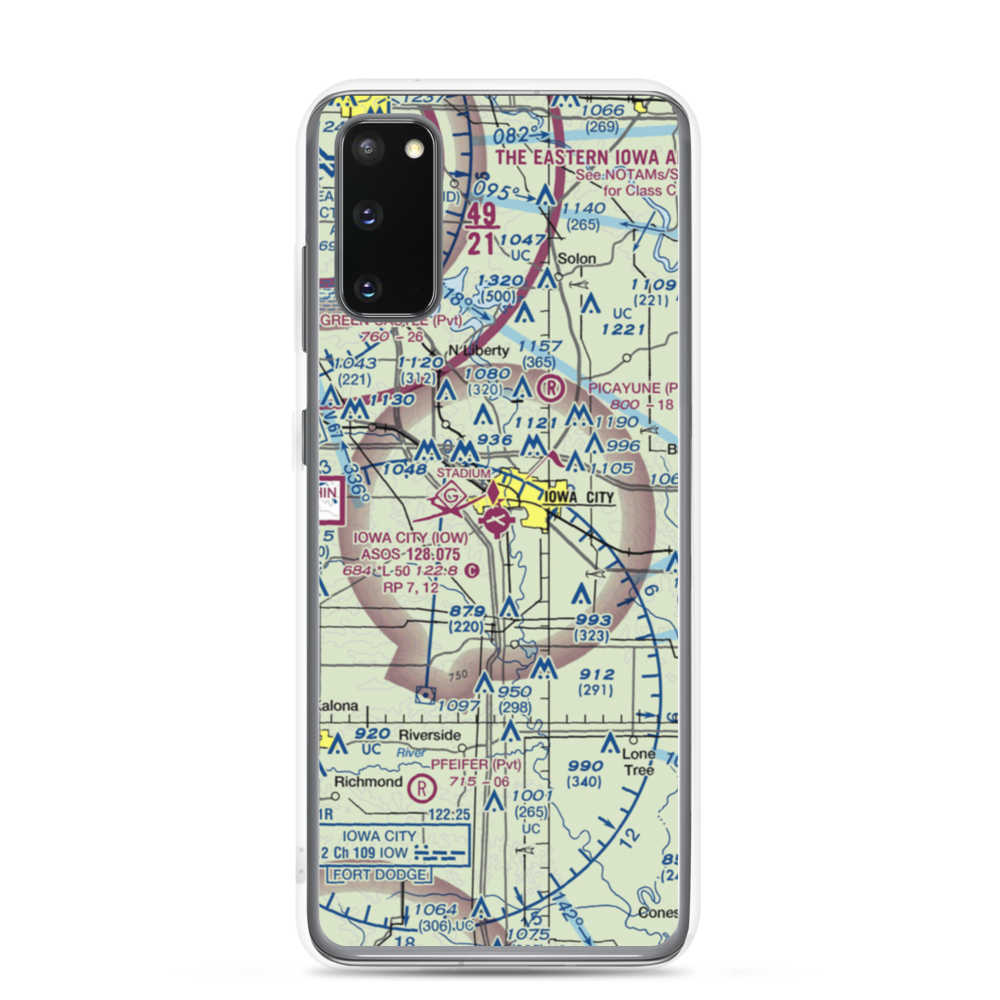 Iowa City Municipal Airport (IOW) VFR Sectional Samsung Case Samsung Galaxy S20 model shown