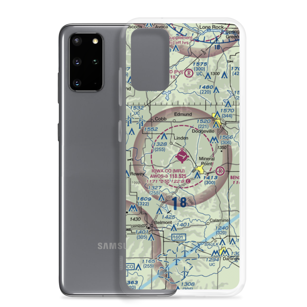 Iowa County Airport (MRJ) VFR Sectional Samsung Case Samsung Galaxy S20 Plus model shown