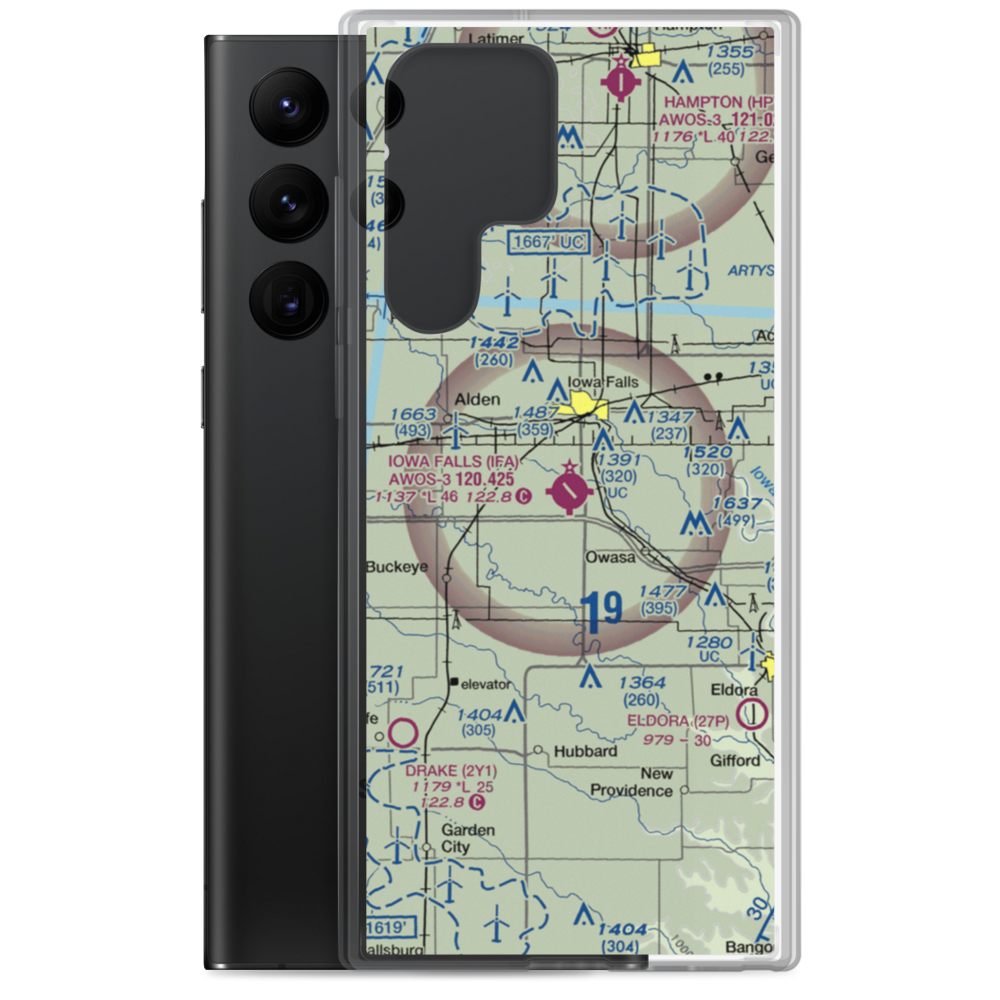 Iowa Falls Municipal Airport (IFA) VFR Sectional Samsung Case Samsung Galaxy S22 Ultra model shown