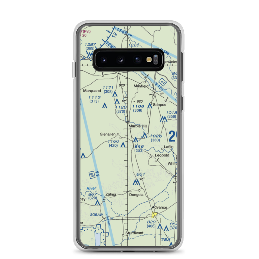 Ira Biffle Airfield (0T3) VFR Sectional Samsung Case Samsung Galaxy S10 model shown