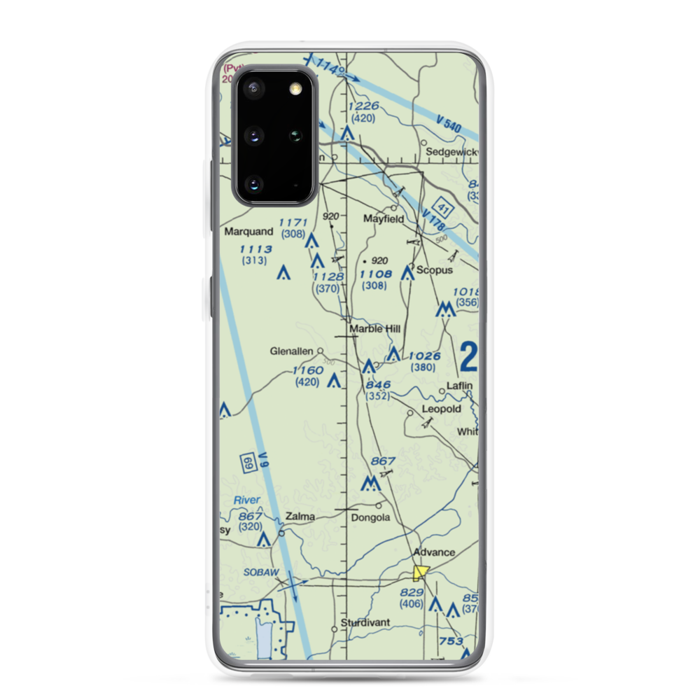 Ira Biffle Airfield (0T3) VFR Sectional Samsung Case Samsung Galaxy S20 Plus model shown
