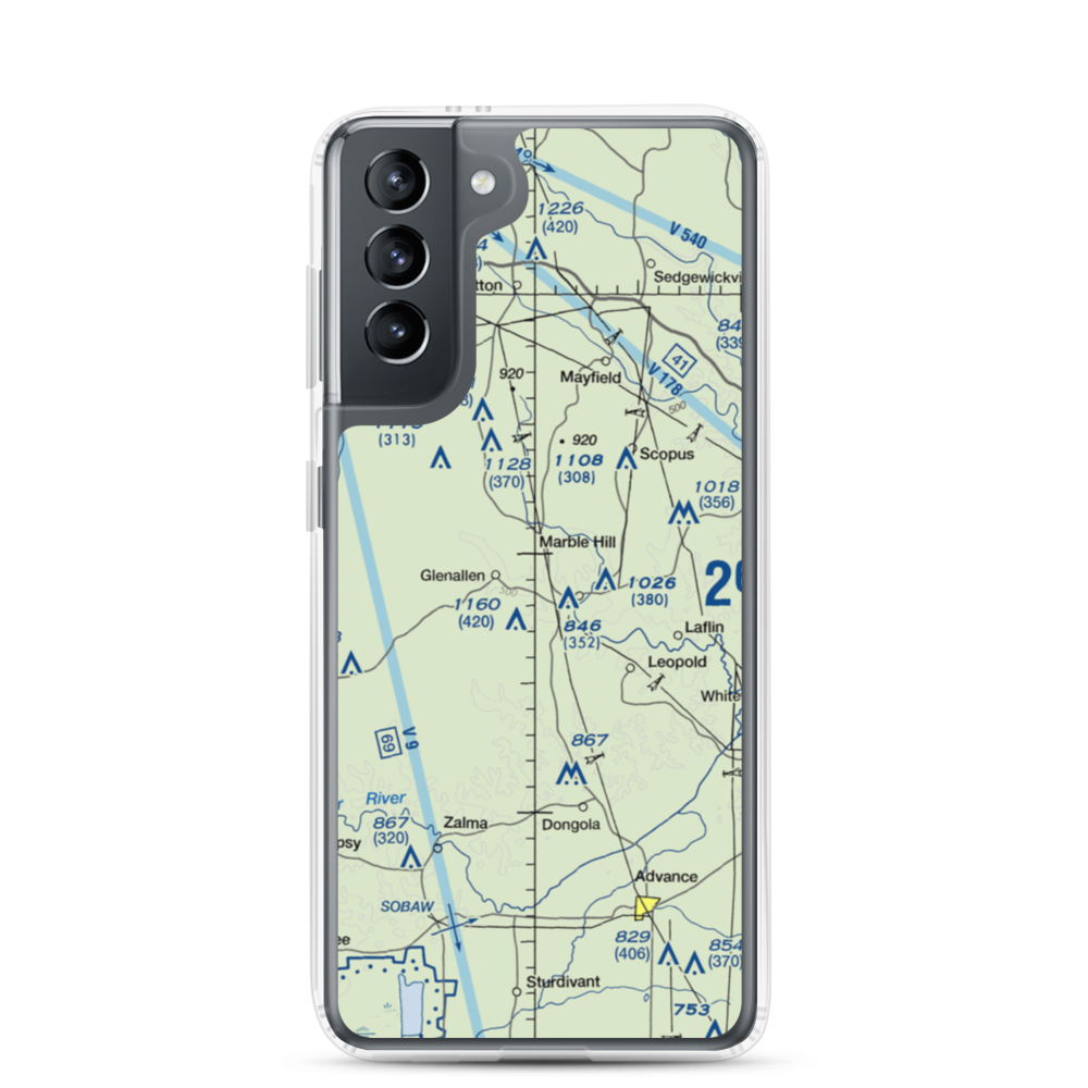 Ira Biffle Airfield (0T3) VFR Sectional Samsung Case Samsung Galaxy S21 model shown