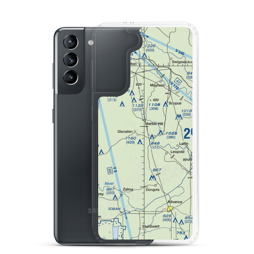 Ira Biffle Airfield (0T3) VFR Sectional Samsung Case Samsung Galaxy S21 model shown