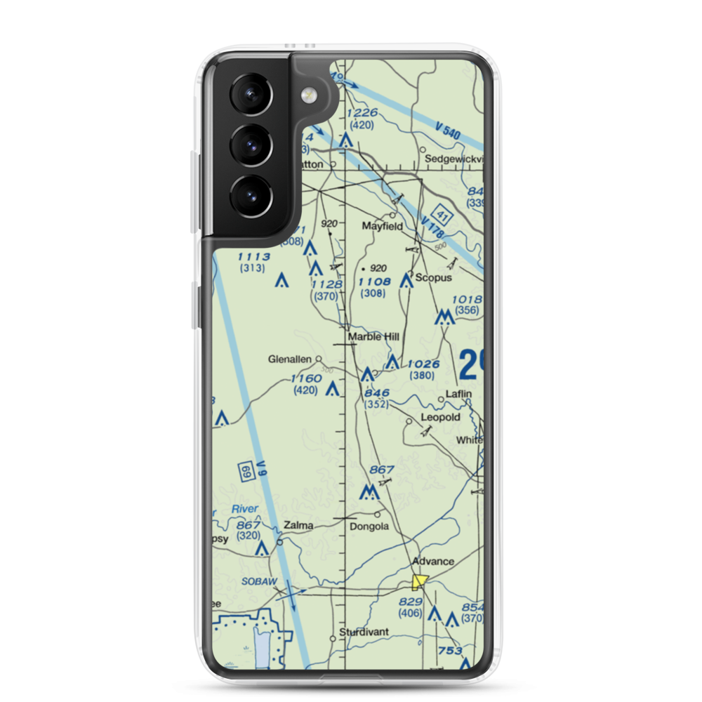 Ira Biffle Airfield (0T3) VFR Sectional Samsung Case Samsung Galaxy S21 Plus model shown