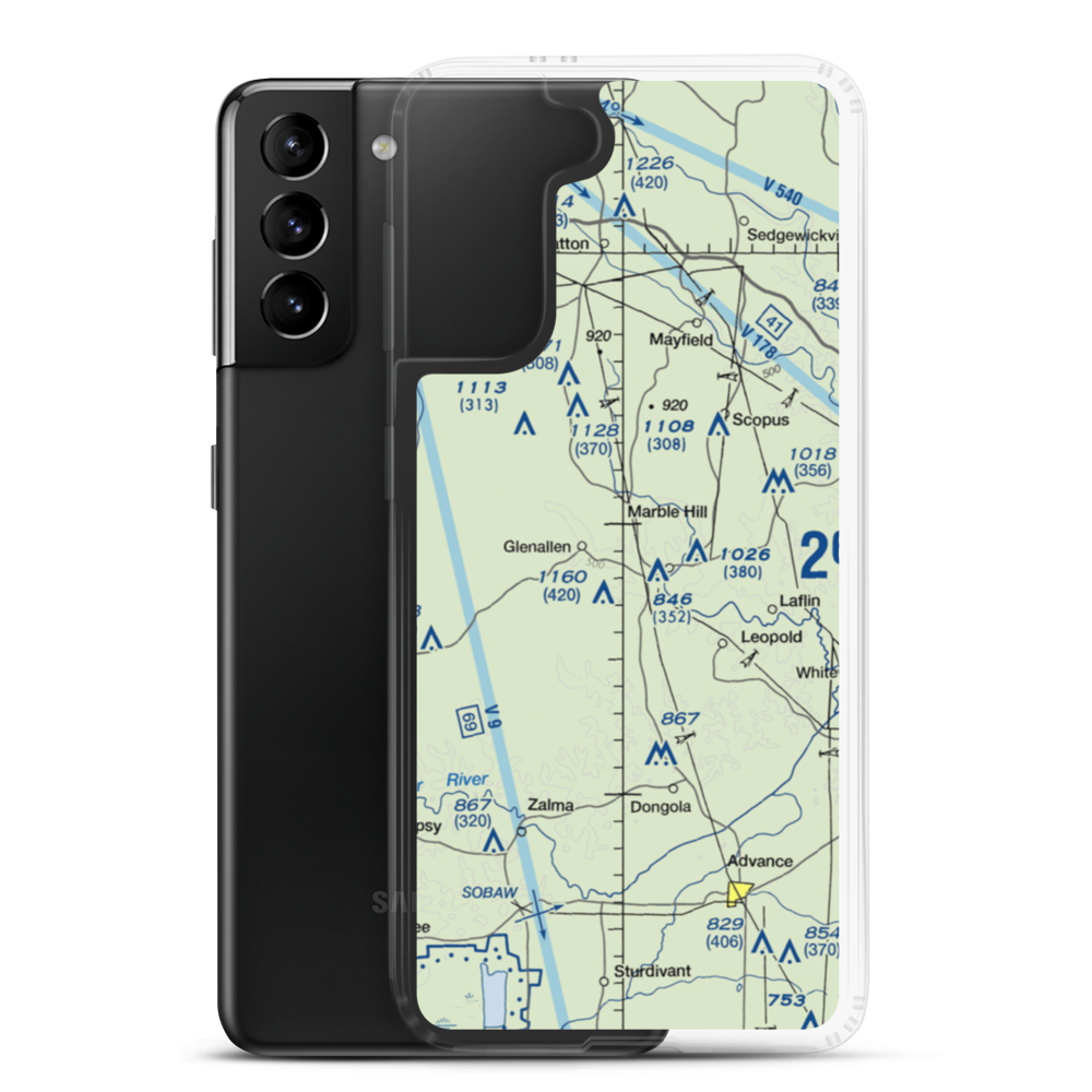 Ira Biffle Airfield (0T3) VFR Sectional Samsung Case Samsung Galaxy S21 Plus model shown