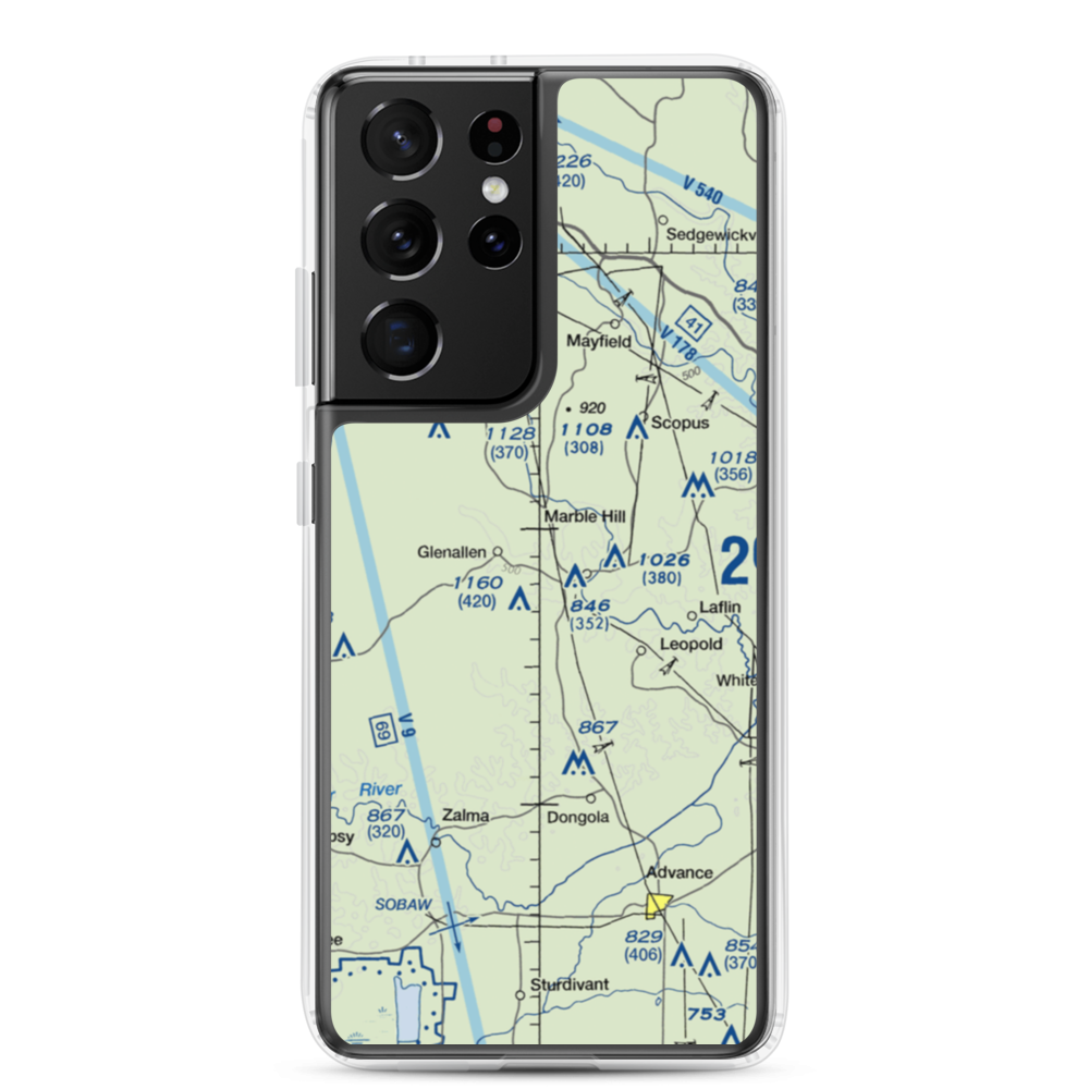 Ira Biffle Airfield (0T3) VFR Sectional Samsung Case Samsung Galaxy S21 Ultra model shown