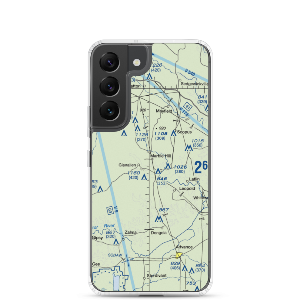 Ira Biffle Airfield (0T3) VFR Sectional Samsung Case Samsung Galaxy S22 model shown