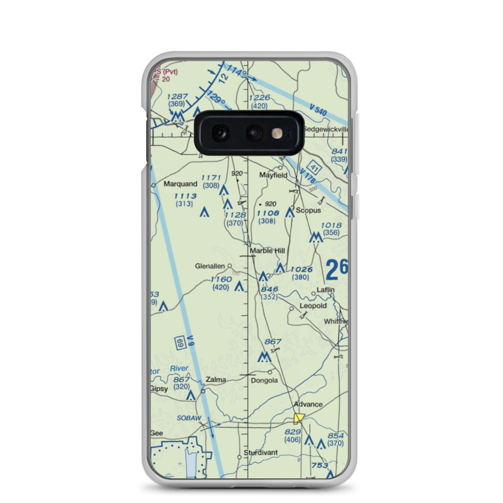 Ira Biffle Airfield (0T3) VFR Sectional Samsung Case Samsung Galaxy S10e model shown